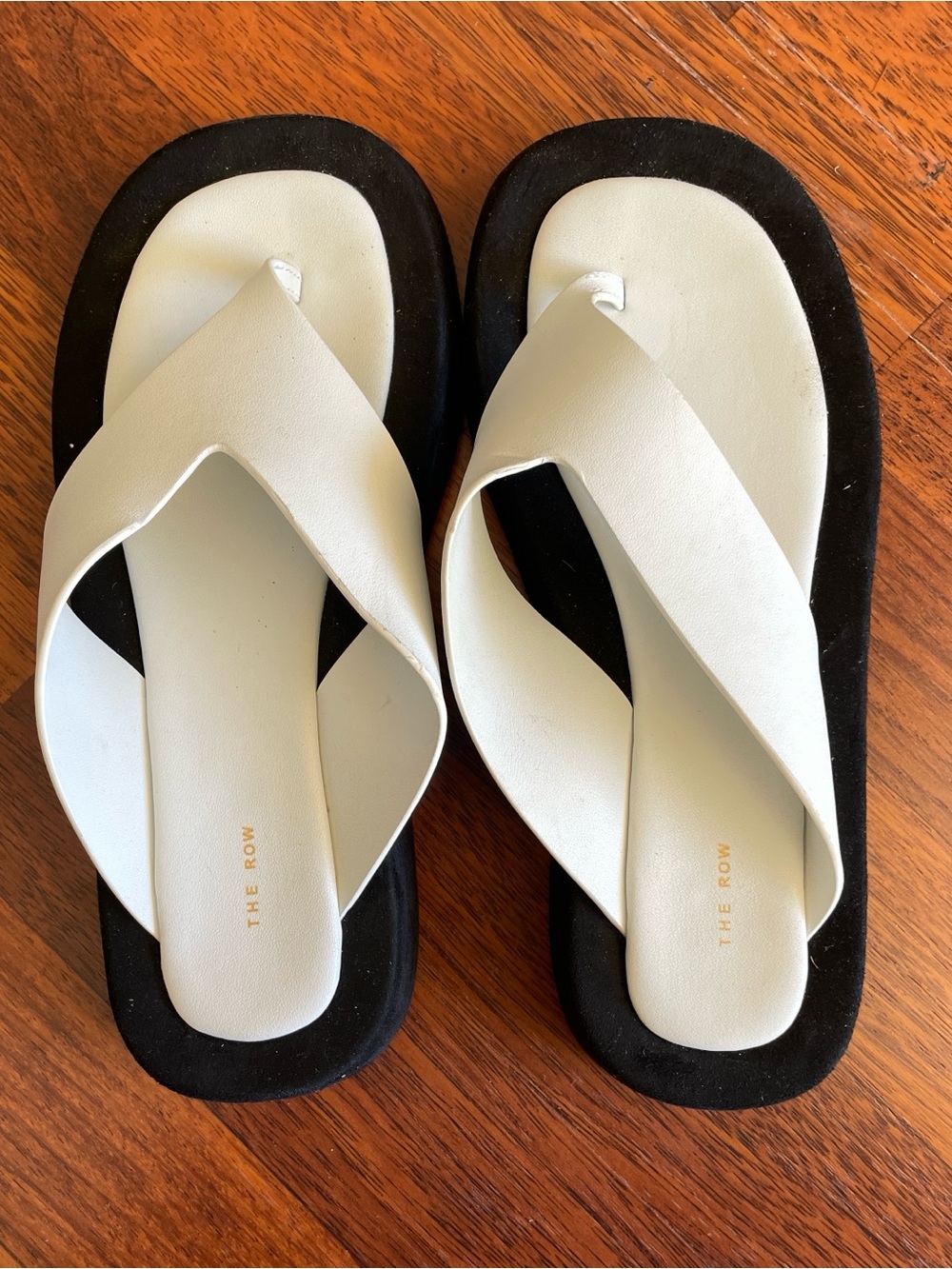 The Row Ginza White Leather Thong Sandals